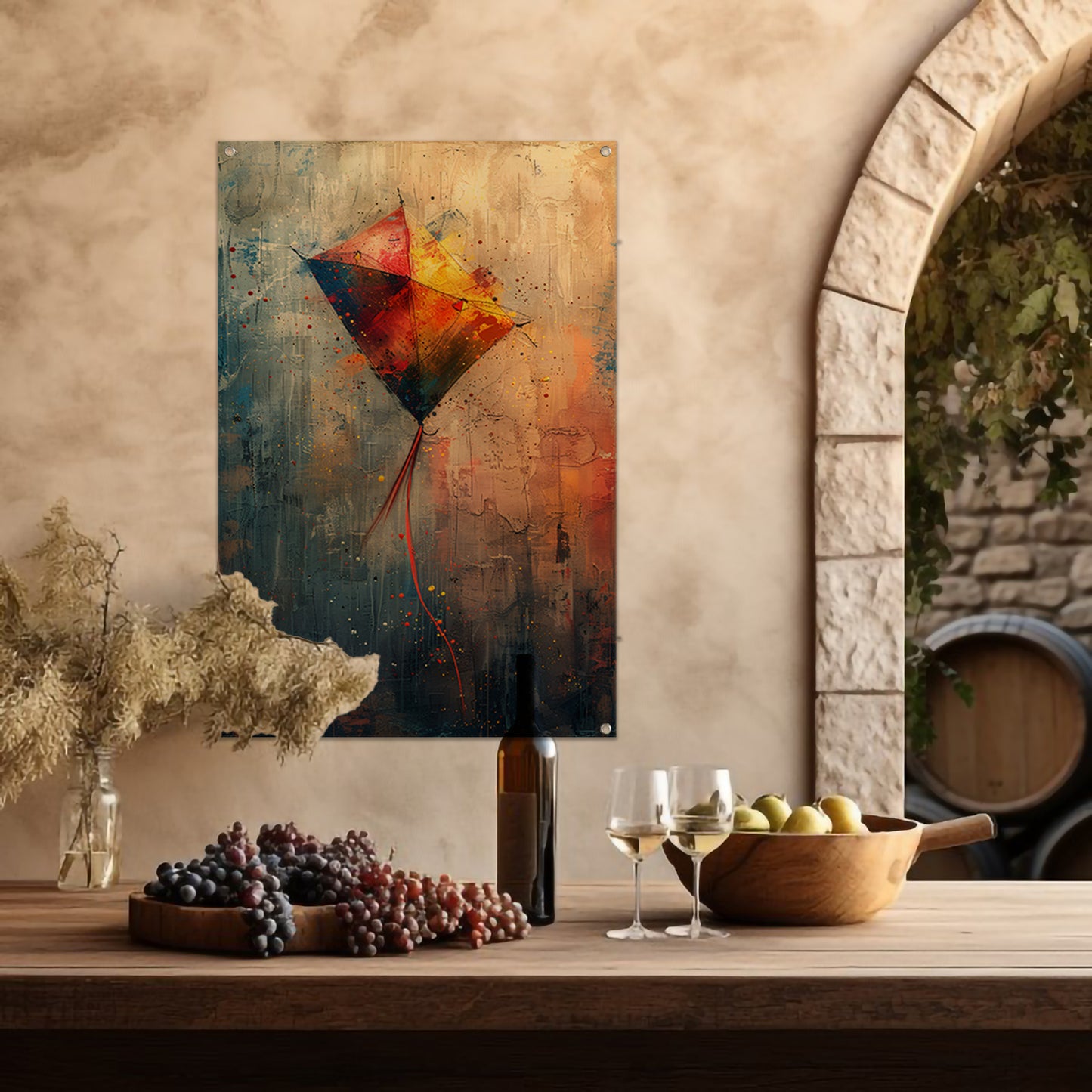 Abstract van een Vlieger in de Wind tuinposter