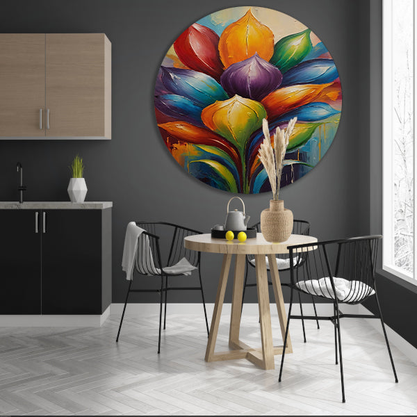 Vibrant Rainbow Flower in Abstract Expression forex muurcirkel