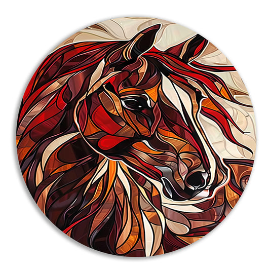 Kleurrijk schilderij van een paard in moderne stijl aluminium muurcirkel