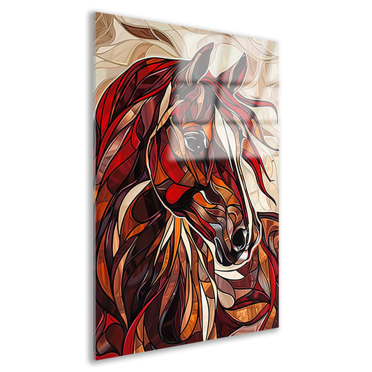 Kleurrijk schilderij van een paard in moderne stijl acrylglas