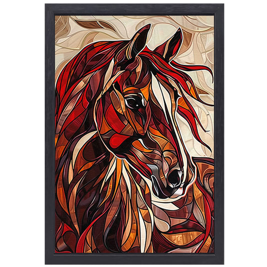 Kleurrijk schilderij van een paard in moderne stijl canvas met baklijst