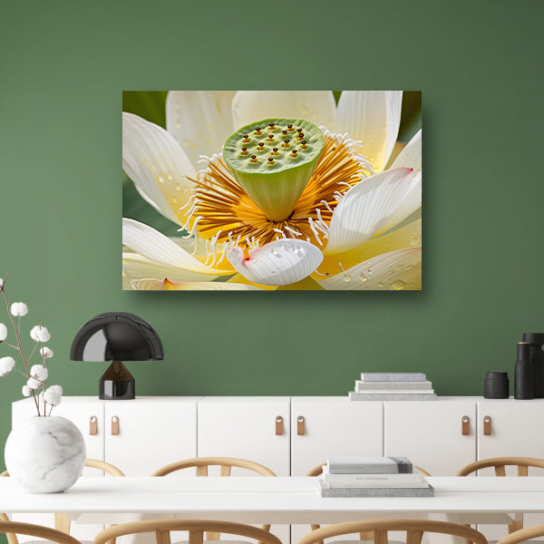 Gedetailleerde close-up van een bloeiende lotus acrylglas