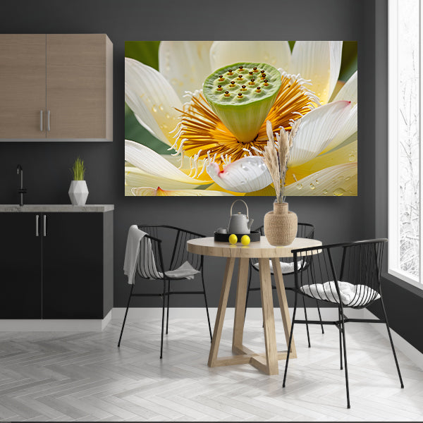 Gedetailleerde close-up van een bloeiende lotus acrylglas