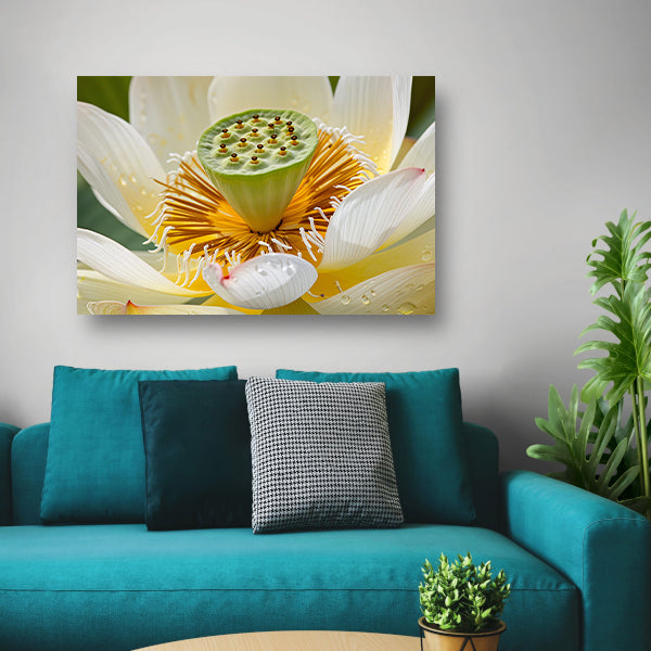 Gedetailleerde close-up van een bloeiende lotus acrylglas