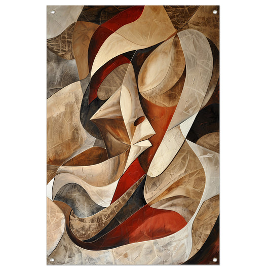 Dynamisch abstract portret met kleurrijke vormen tuinposter