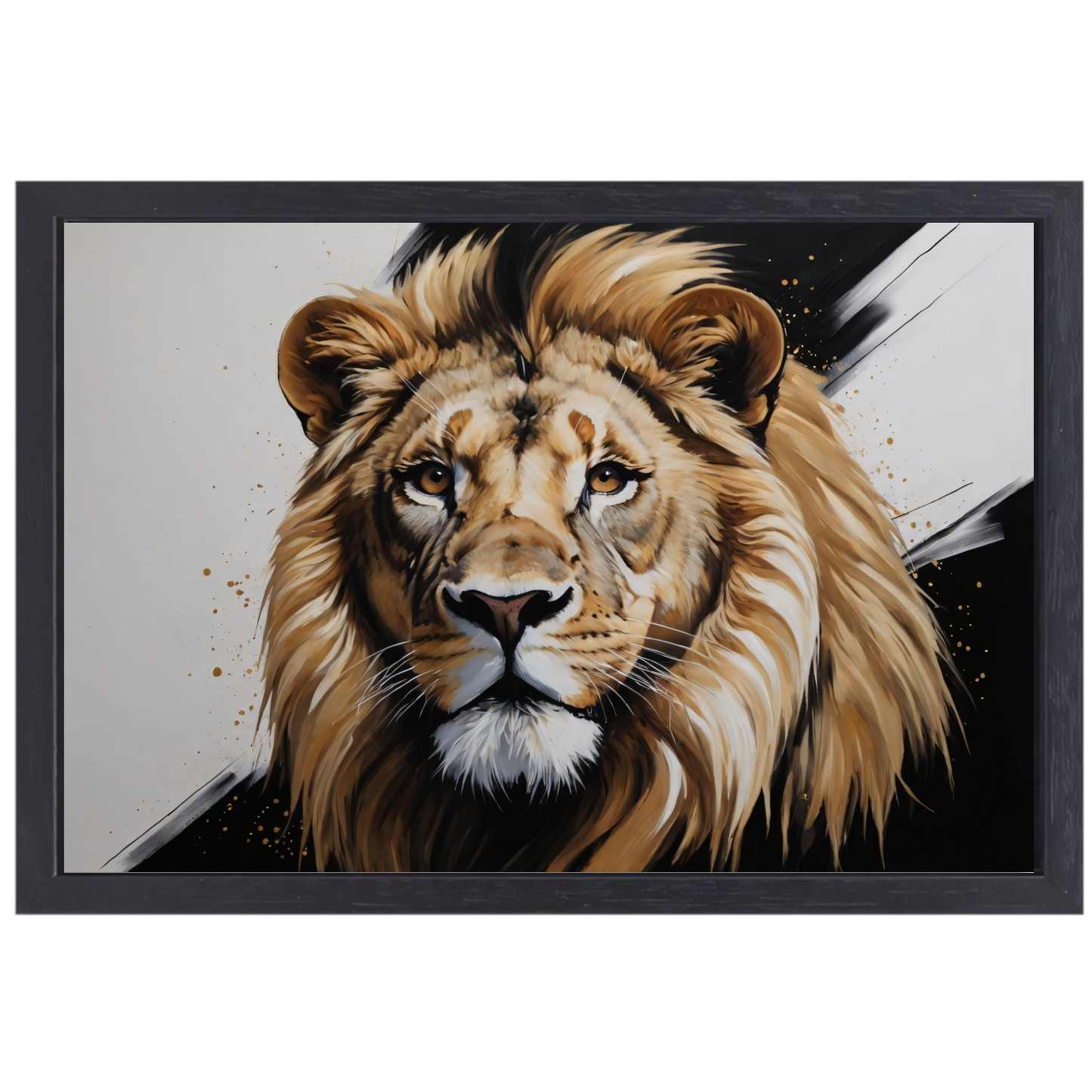 Hyperrealistisch Portret van een Majestueuze Leeuw canvas met baklijst