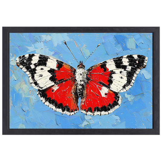 Abstracte vlinder met kleurrijke achtergrond canvas met baklijst
