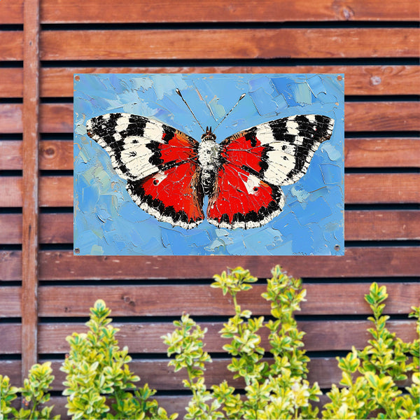 Abstracte vlinder met kleurrijke achtergrond tuinposter