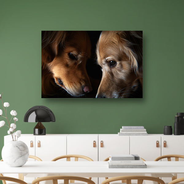 Twee honden in een intieme setting canvas