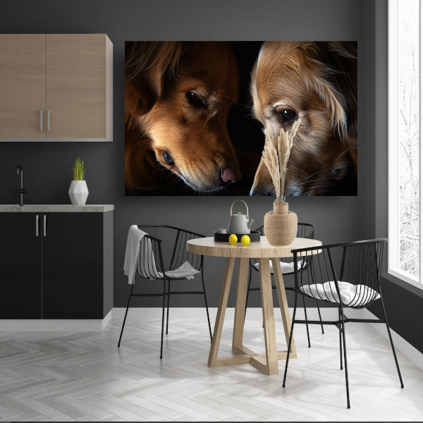 Twee honden in een intieme setting canvas