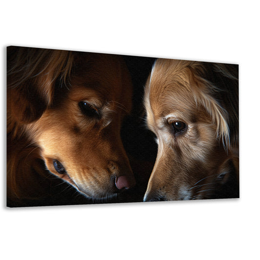Twee honden in een intieme setting canvas