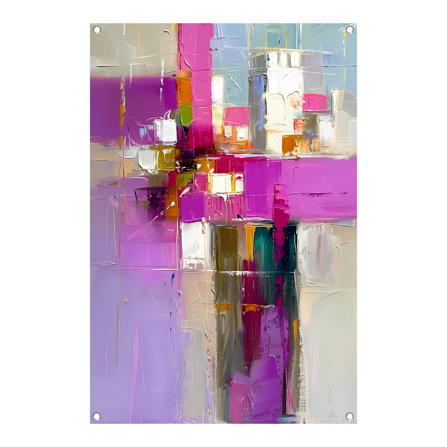 Levendige abstracte expressie in moderne tinten tuinposter