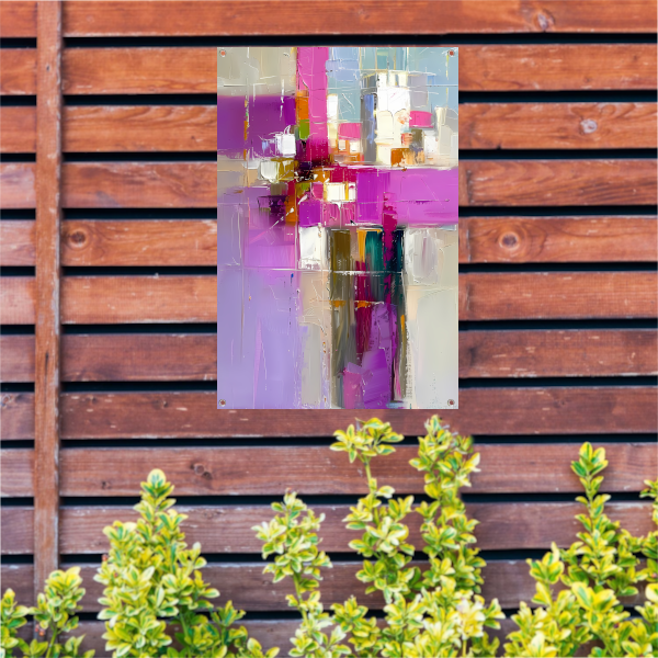 Levendige abstracte expressie in moderne tinten tuinposter