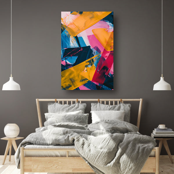 Abstract met Levendige Kleuren canvas met baklijst