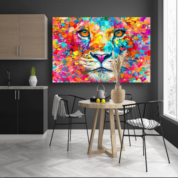 Kleurrijke en surrealistische leeuwenillustratie acrylglas