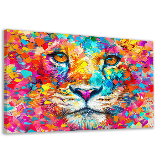 Kleurrijke en surrealistische leeuwenillustratie canvas
