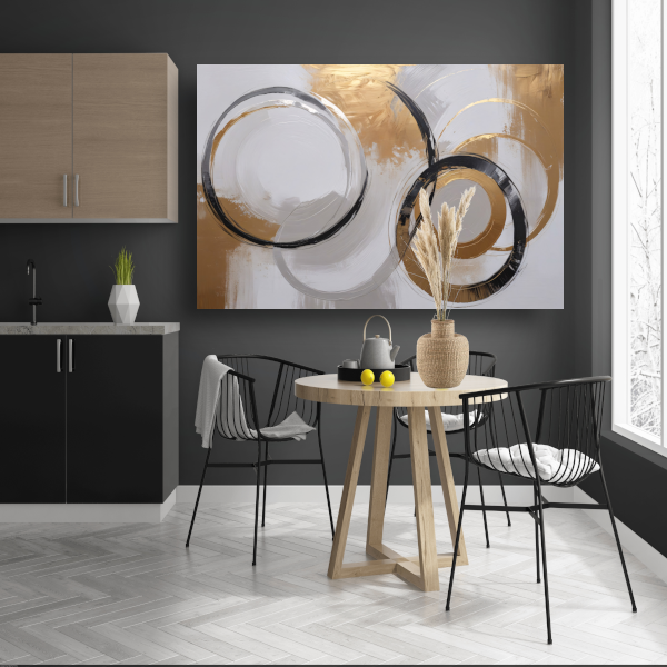 Overlappende Gouden en Zwarte Cirkels poster