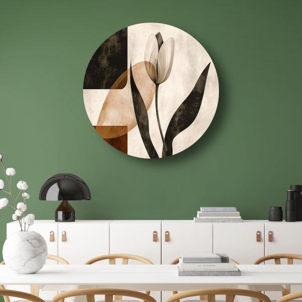 Sepia Tulp met Art Deco Invloeden forex muurcirkel
