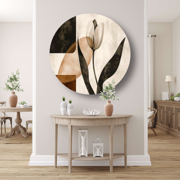 Sepia Tulp met Art Deco Invloeden forex muurcirkel