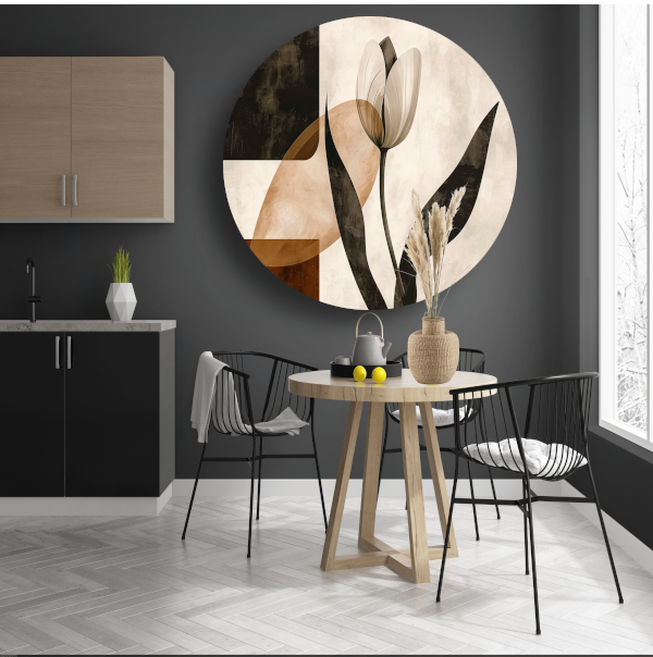 Sepia Tulp met Art Deco Invloeden forex muurcirkel
