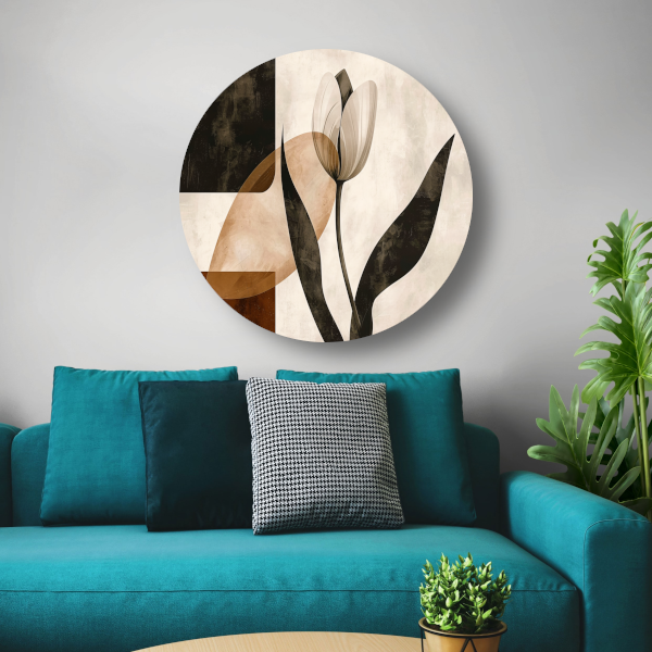Sepia Tulp met Art Deco Invloeden forex muurcirkel