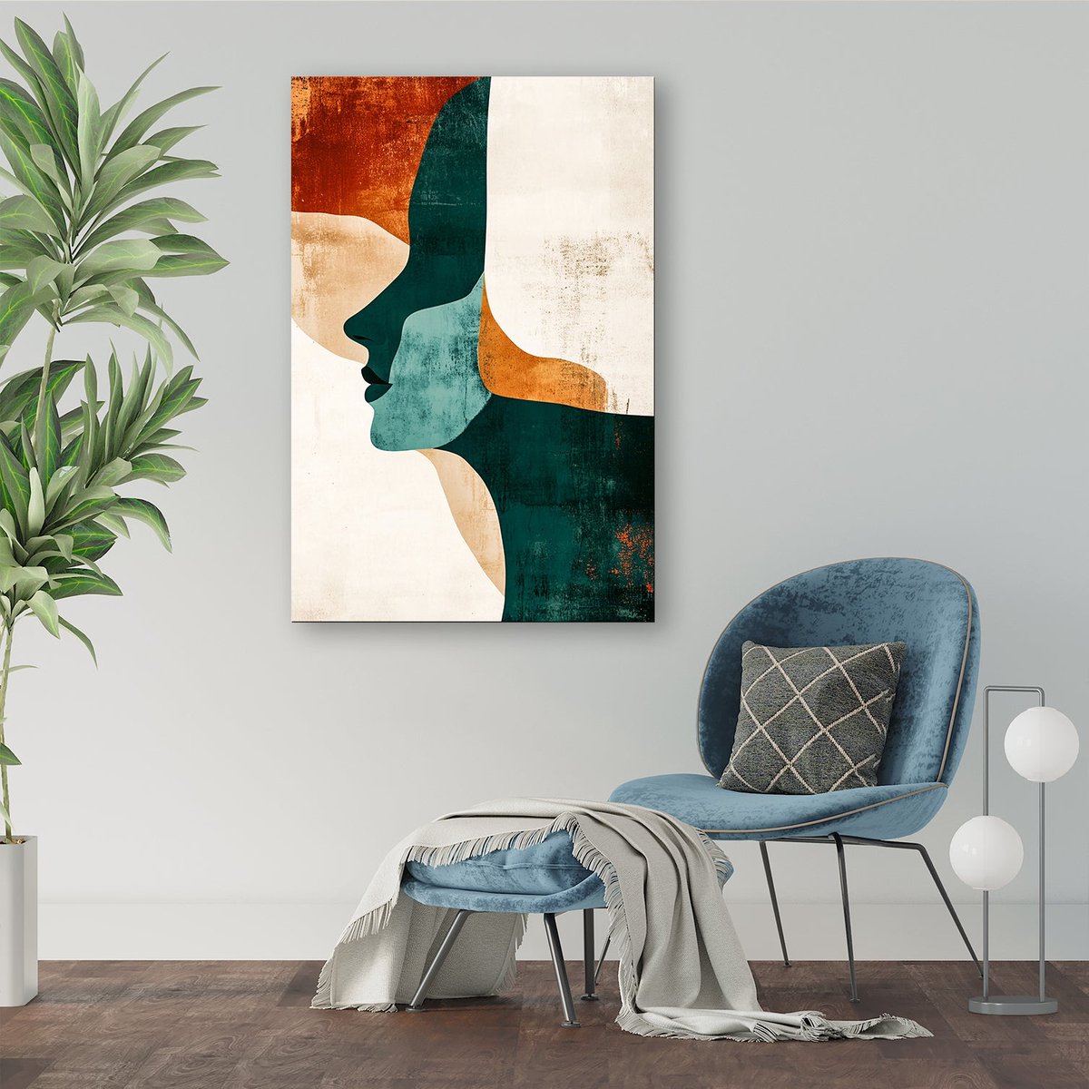 Abstract gezicht in warme tinten acrylglas