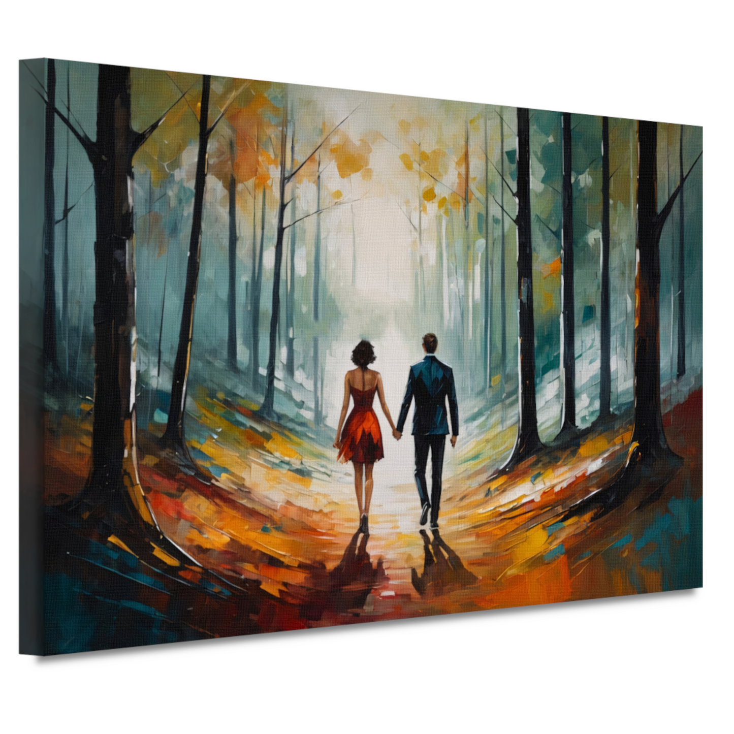 Romantische wandeling in abstract bos canvas