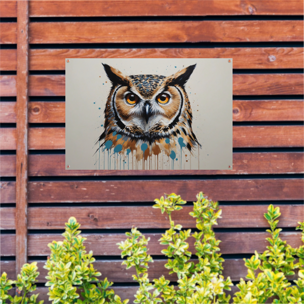 De Wijze Uil - Modern Kunstwerk tuinposter