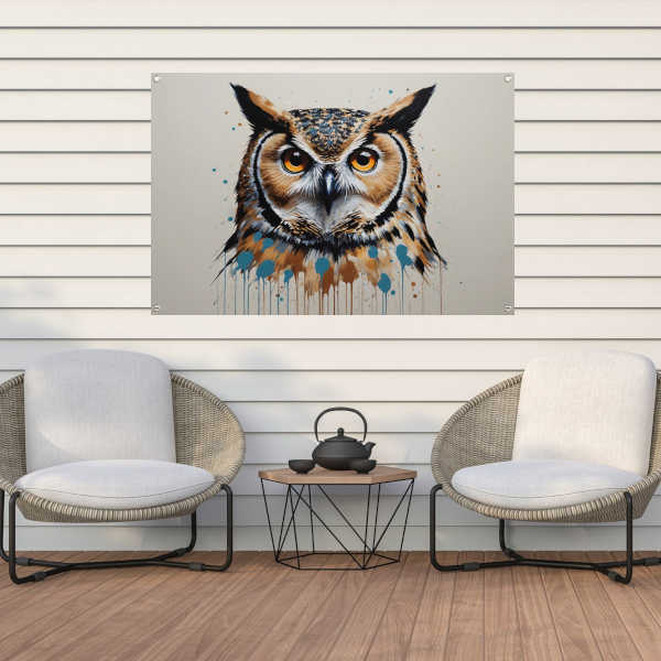 De Wijze Uil - Modern Kunstwerk tuinposter
