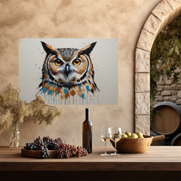 De Wijze Uil - Modern Kunstwerk tuinposter