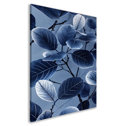 Blauwe en zwarte bladeren in minimalistische stijl canvas