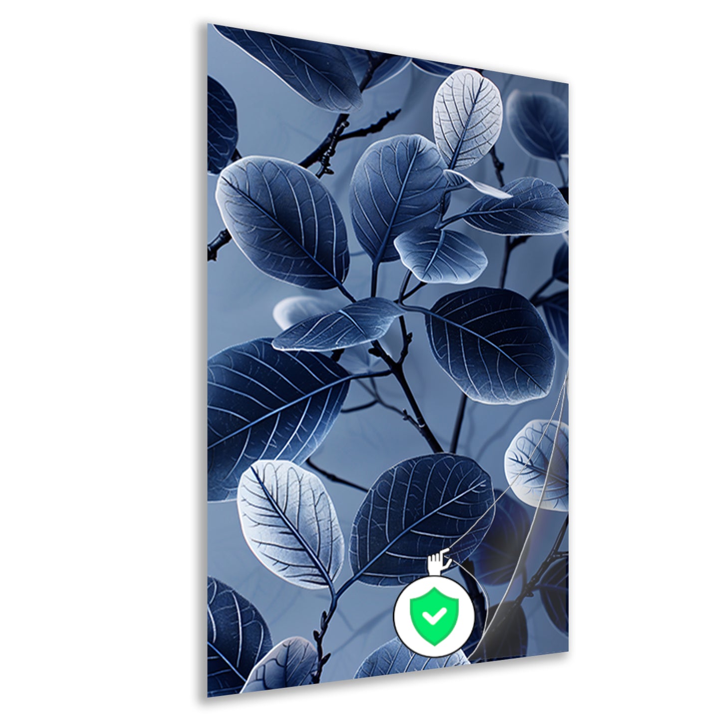 Blauwe en zwarte bladeren in minimalistische stijl poster
