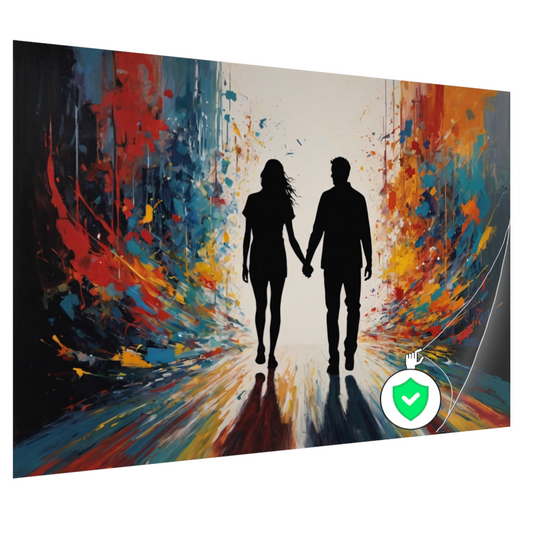 Explosieve Kleuren Dans met Liefdespaar poster
