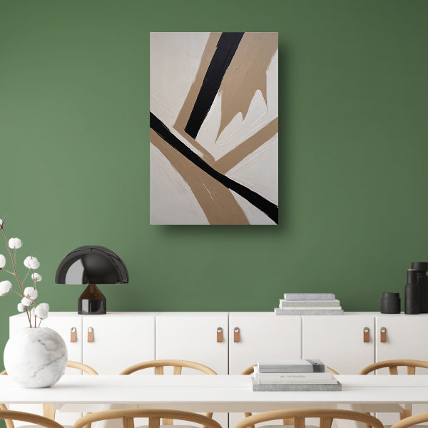 Intersecting Lines in Monochrome Palette canvas met baklijst