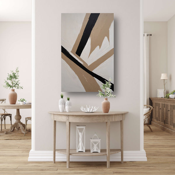 Intersecting Lines in Monochrome Palette canvas met baklijst