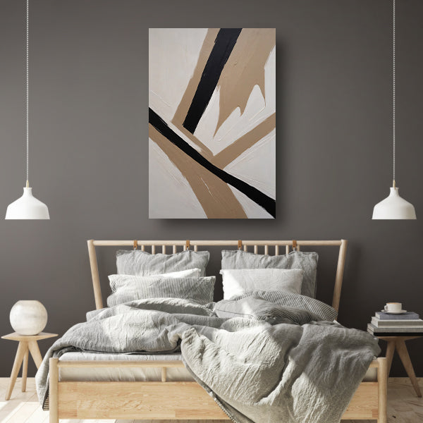 Intersecting Lines in Monochrome Palette canvas met baklijst