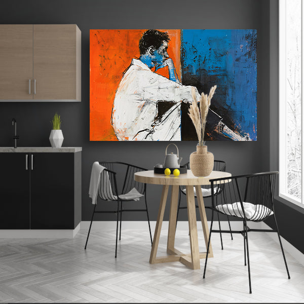 Abstract schilderij van denkende manposter