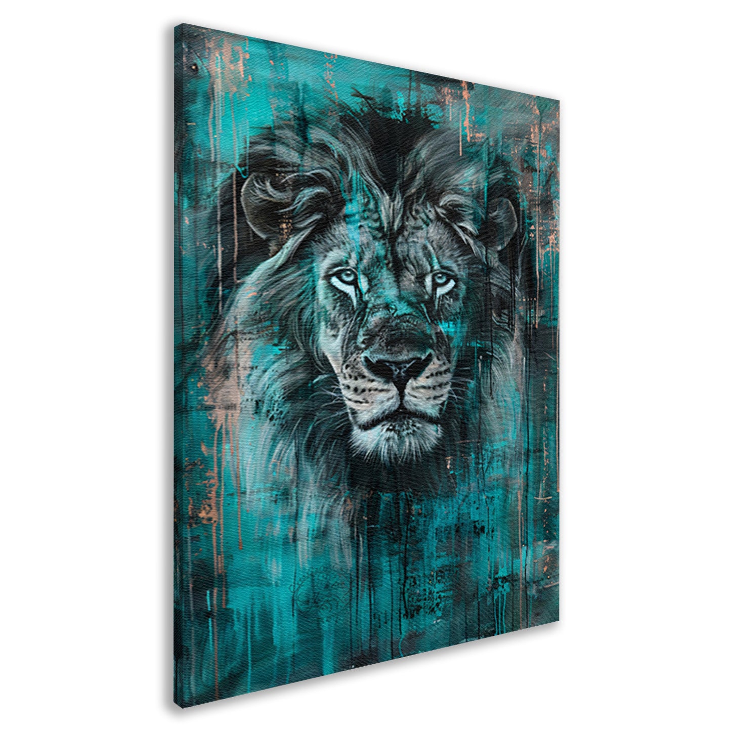 Realistisch schilderij van een majestueuze leeuw canvas