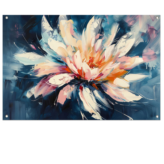 Kleurrijk abstract schilderij van chrysant bloem tuinposter