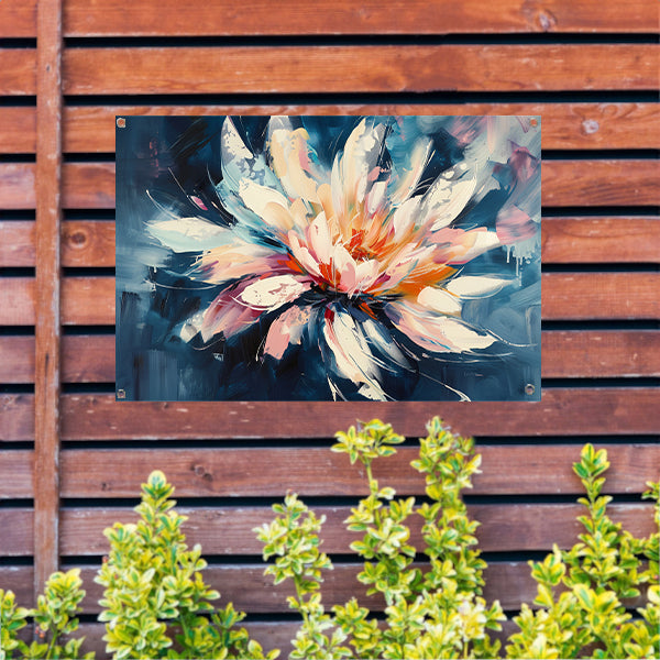 Kleurrijk abstract schilderij van chrysant bloem tuinposter