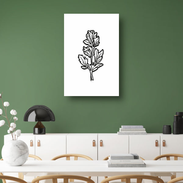 Minimalistische zwart-witte bloem lijntekening canvas