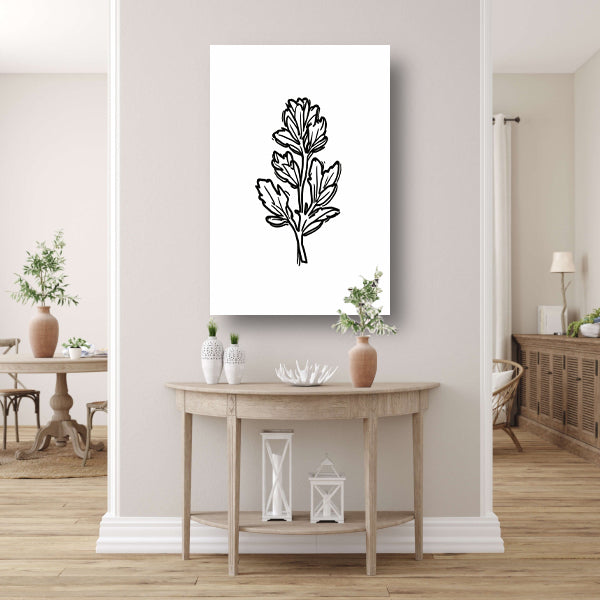 Minimalistische zwart-witte bloem lijntekening canvas