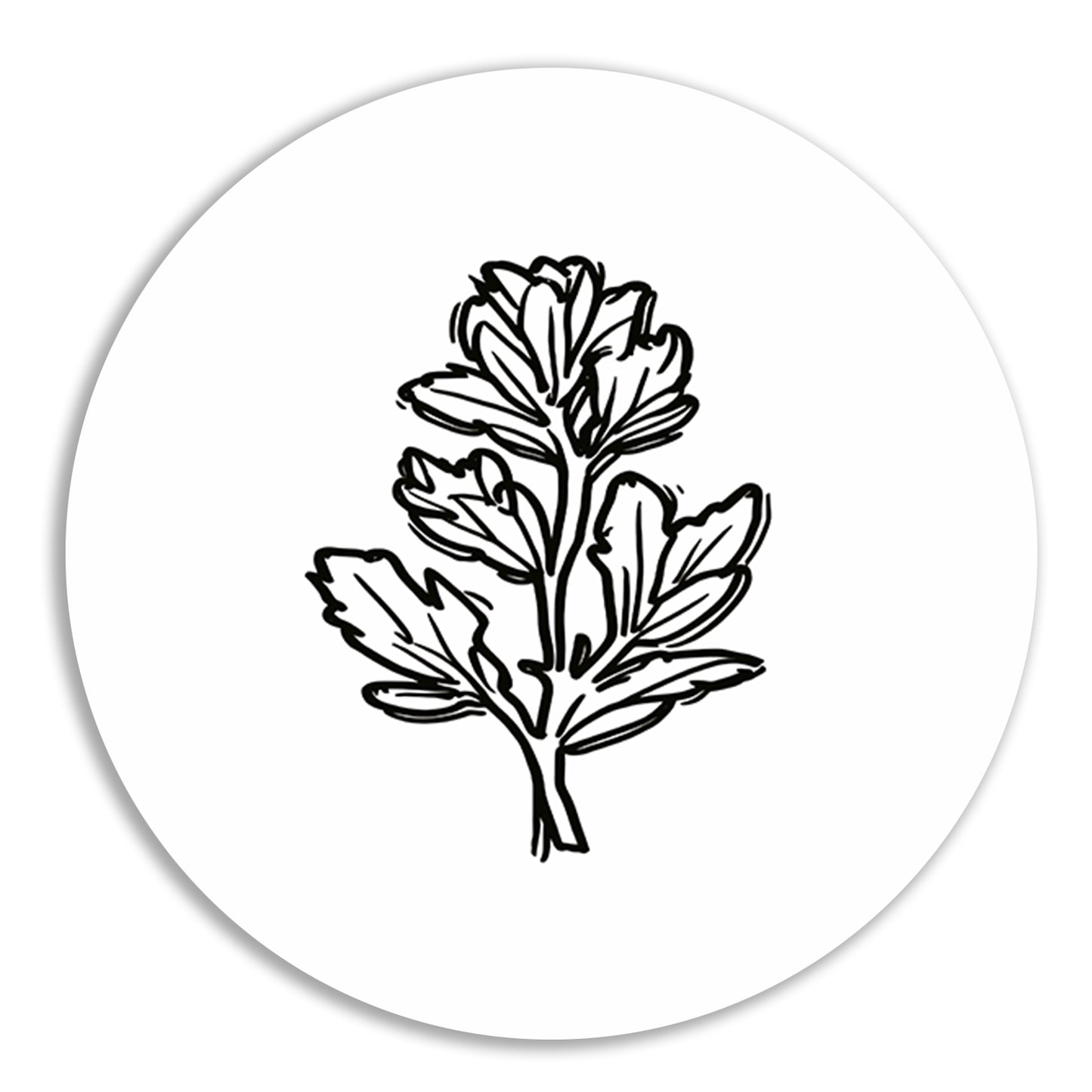Minimalistische zwart-witte bloem lijntekening forex muurcirkel