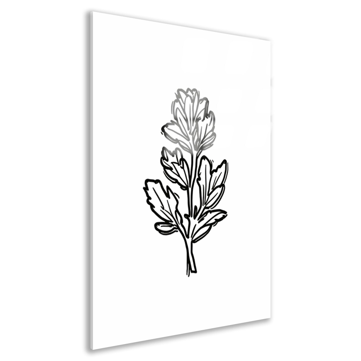 Minimalistische zwart-witte bloem lijntekening acrylglas