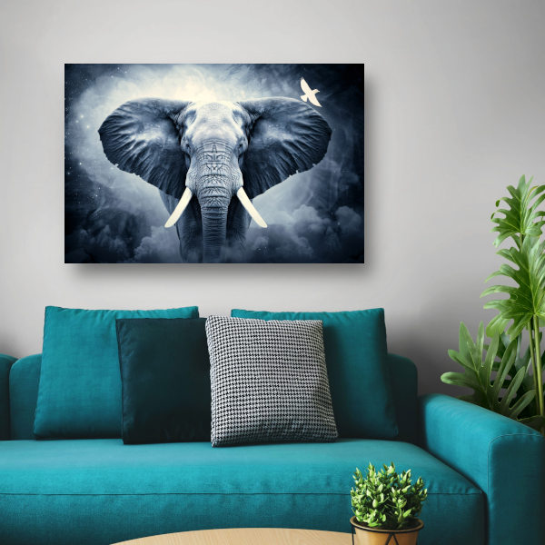 Silhouet olifant zonsondergang poster