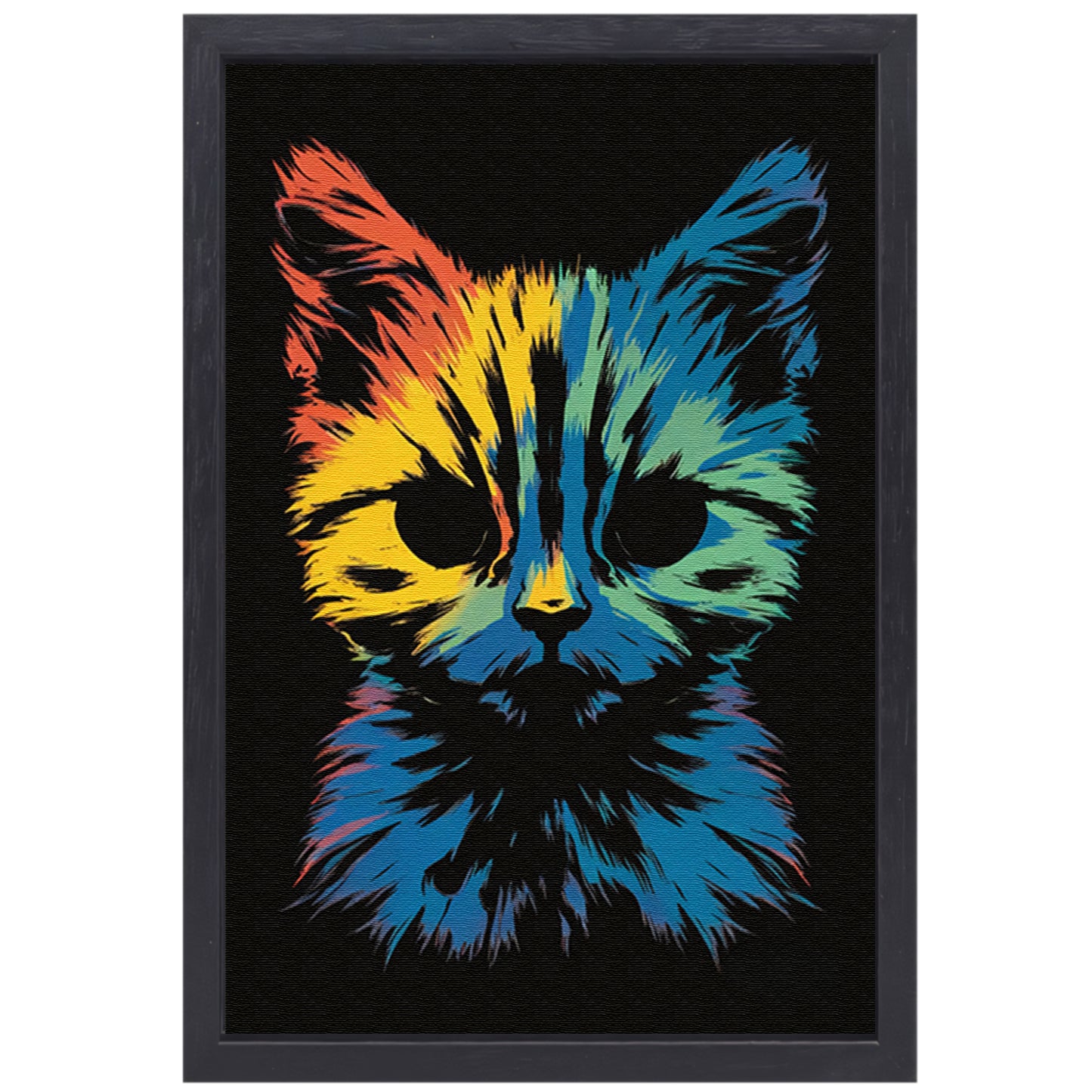 Kleurrijke Abstracte Kat Kunst Print canvas met baklijst