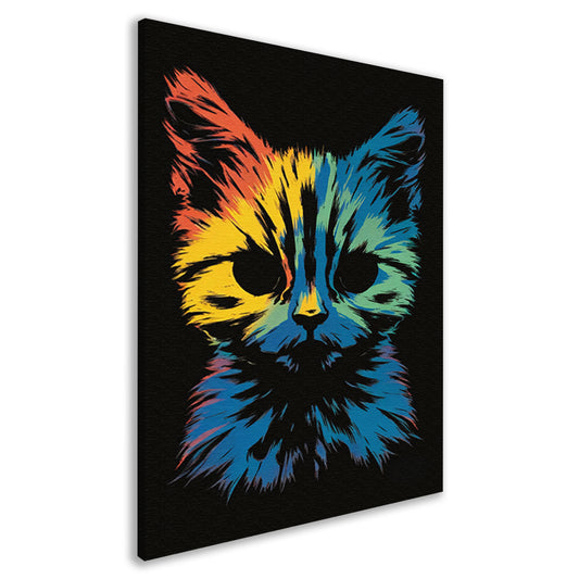 Kleurrijke Abstracte Kat Kunst Print canvas