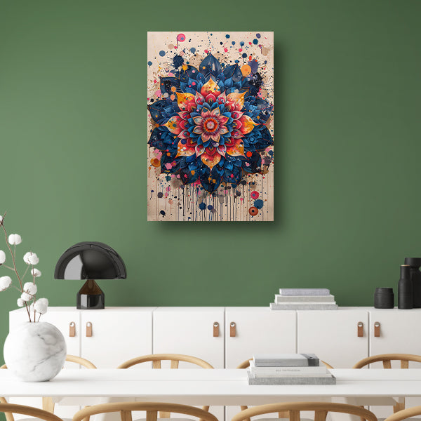 Abstract Bloemenmandala in Levendige Popart Stijl poster