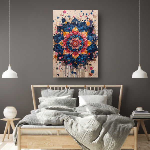 Abstract Bloemenmandala in Levendige Popart Stijl poster