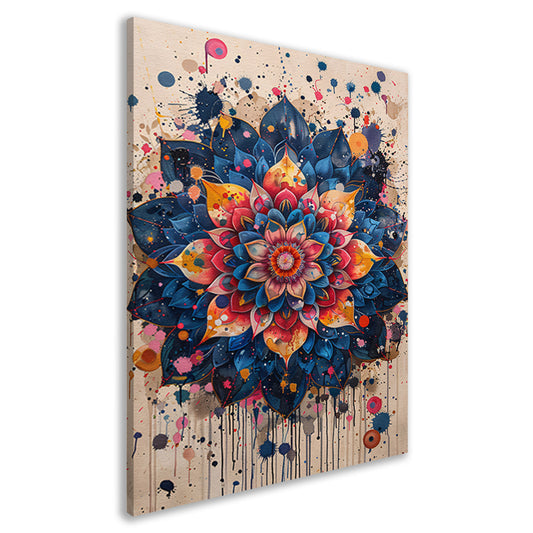 Abstract Bloemenmandala in Levendige Popart Stijl canvas